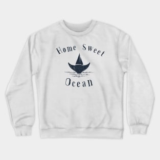 Home Sweet Ocean with a Sailing Boat and a Whale Crewneck Sweatshirt